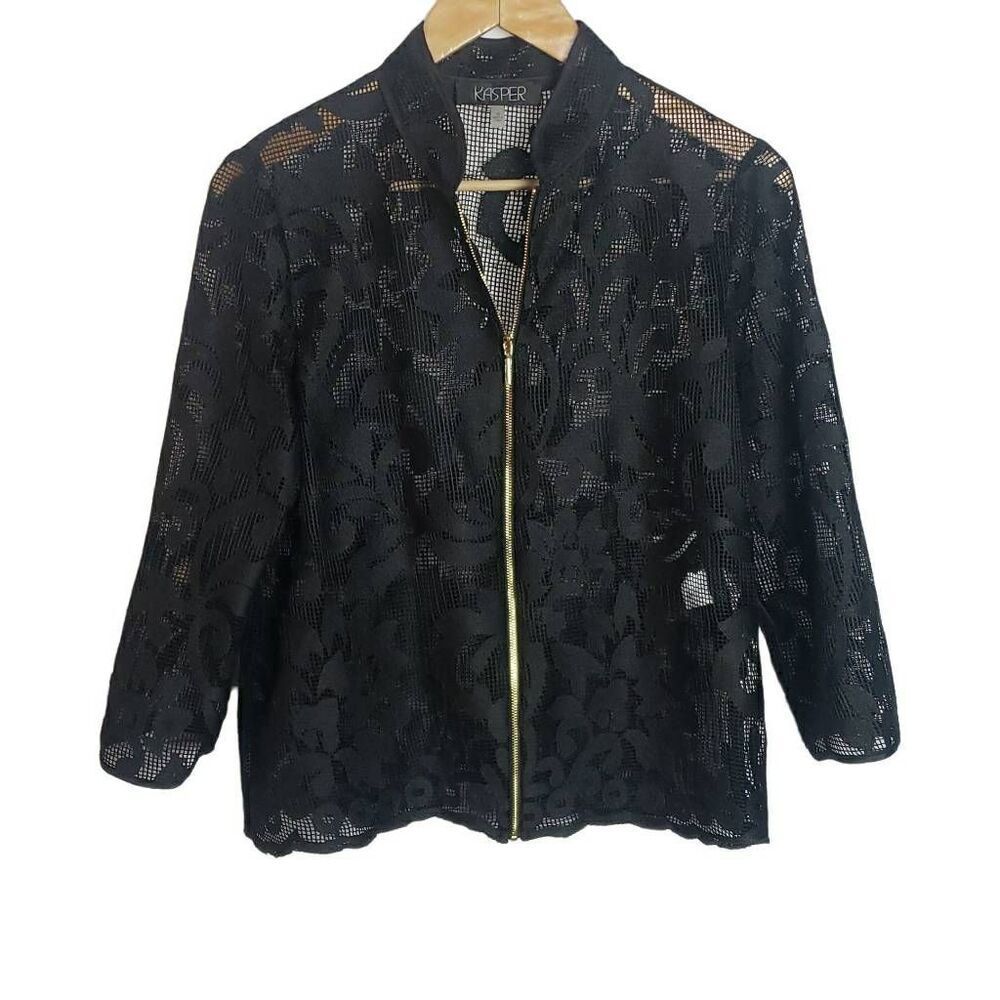 Kasper Black Laced Jacket Size 10